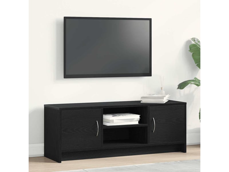  Meuble tv - banc tv - meuble de rangement en chêne noir 102 x 30 x 37,5 cm bois d'ingénierie  - Conforama B