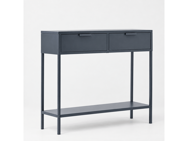  Nordlys - table console en métal 2 tiroirs metal bleu  - Conforama A