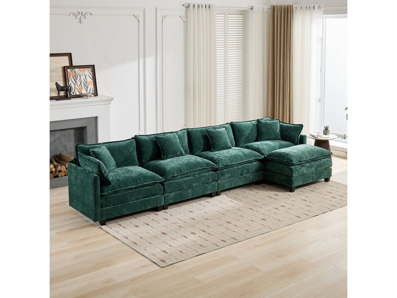  Pouf repose-pieds pour canapé vert 90 x 56 x 46 cm W3223P371005 - Conforama D