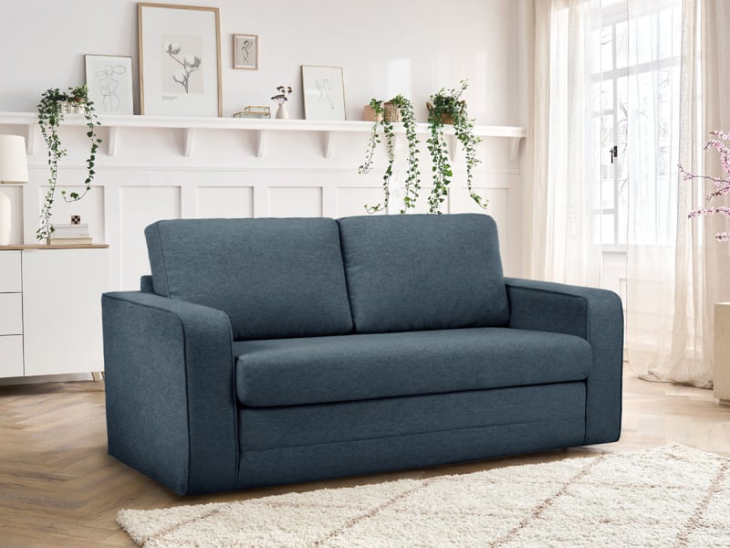  Bobochic canapé droit convertible déplimousse come tissu chiné bleu foncé COME - Conforama B