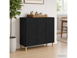 Buffet - bahut - meuble de rangement noir 89 x 34,5 x 80 cm bois d'ingénierie