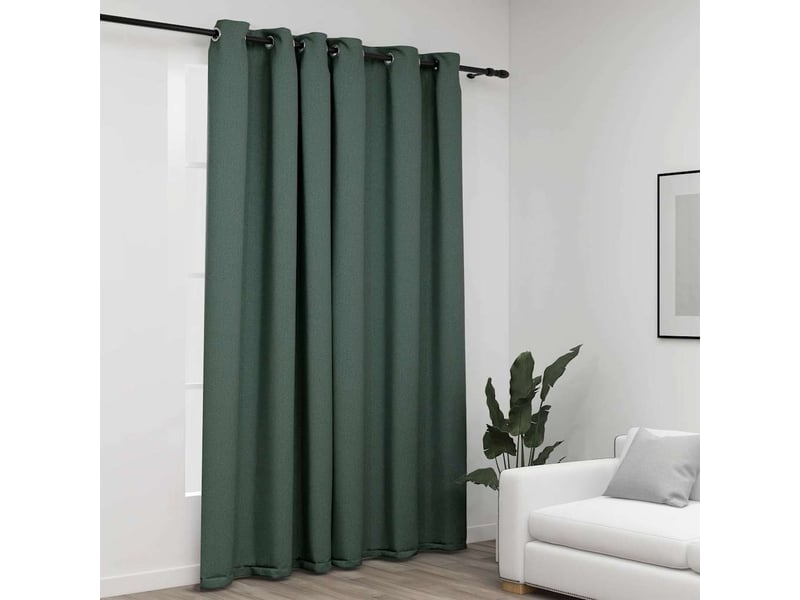  Rideau occultant, rideau black-out aspect de lin avec œillets vert 290x245 cm cf43945  - Conforama B