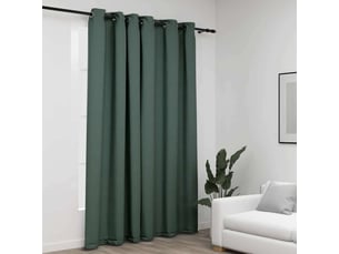 Rideau occultant, rideau black-out aspect de lin avec œillets vert 290x245 cm cf43945