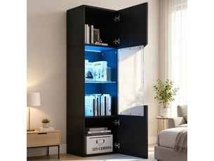 Vitrine coloris noir 4 étagère(s) <strong>KORFEE</strong> <strong></strong> - 31.85 cmx50 cm