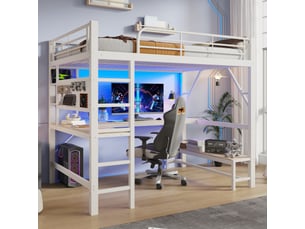 Lit mezzanine 160x200 cm <strong>SWEIKO</strong> <strong></strong> coloris blanc