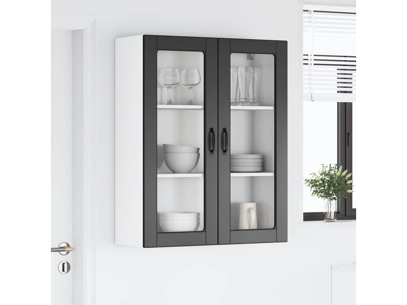  Meuble mural de cuisine, cabinet en verre mural noir 80x31x100cm shl7578  - Conforama D