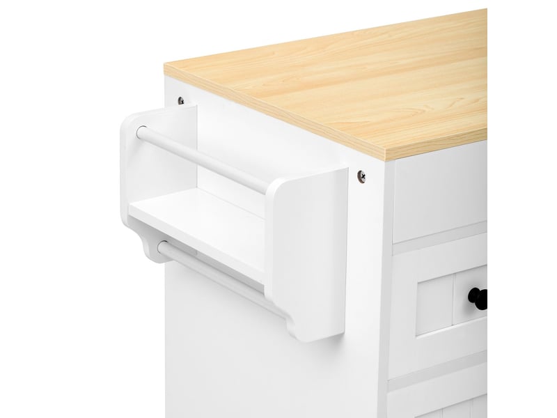 Îlot de cuisine rangement épices meuble de cuisine espace repas extensible tiroirs porte-épices roulettes structure autoportante coloris blanc - Conforama C