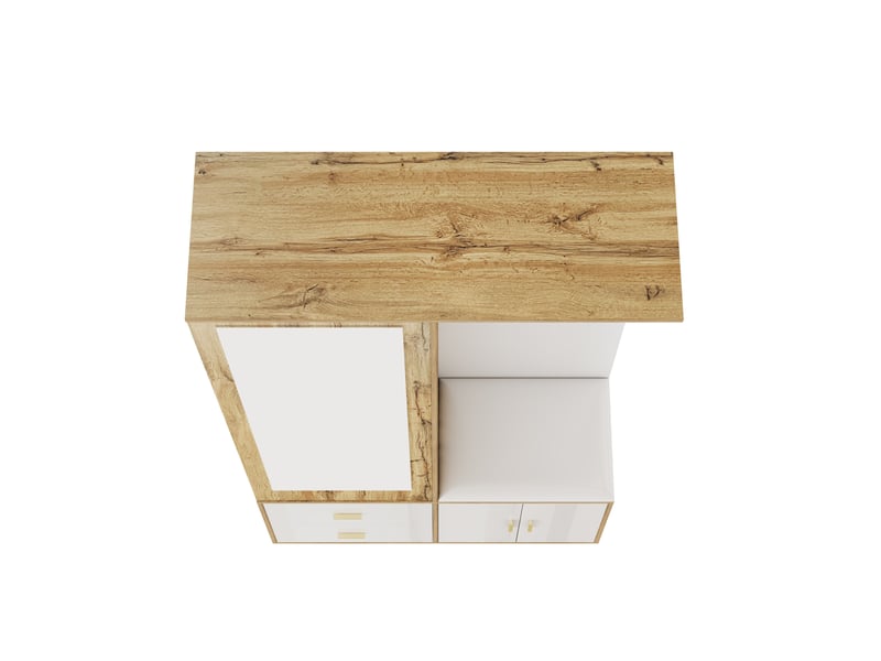 Meuble d'entrée avec miroir, tiroir, range-chaussures, banquette et tringle coulissante, bicolore, 100 × 38 × 180 cm  - Conforama E