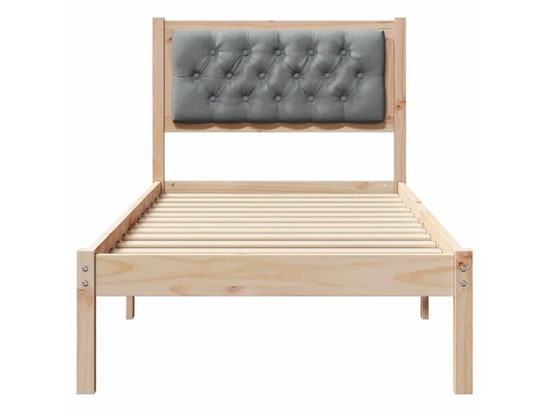  Lit simple- lit adulte -  cadre de lit avec tête de lit gris clair 90 x 190 cm pin massif  - Conforama D