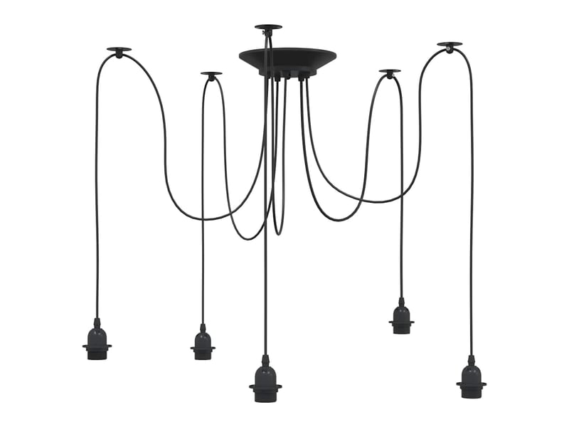  Lampe suspendue, suspension luminaire avec 5 porte-lampes e27 noir métal  - Conforama A