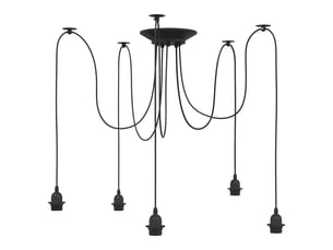 Lampe suspendue, suspension luminaire avec 5 porte-lampes e27 noir métal