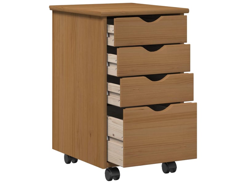  Caisson roulant de bureau moss brun miel 34 x 39 x 56 cm pin massif  - Conforama D