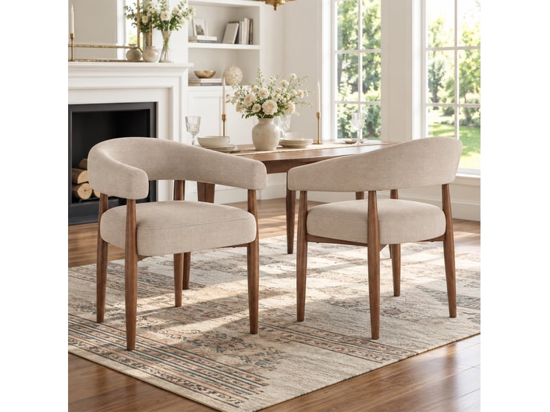  Lot de 2 chaises de salle à manger 60x59x75 cm en métal taupe et aspect noyer  - Conforama B