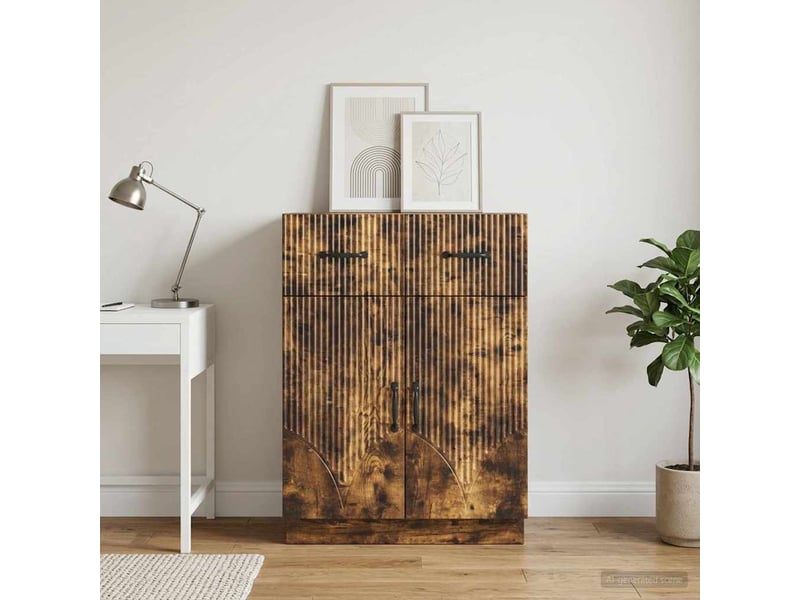  Buffet - bahut - meuble de rangement chêne fumé 66 x 34,5 x 87 cm bois d'ingénierie  - Conforama B