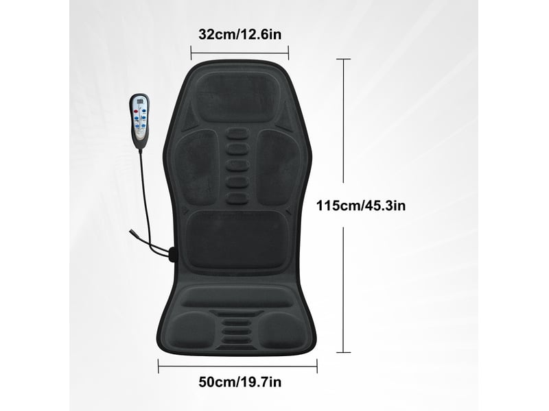  Coussin de massage électrique 115x50 cm – noir – 5 zones vibrantes, chauffage réglable et télécommande  - Conforama B