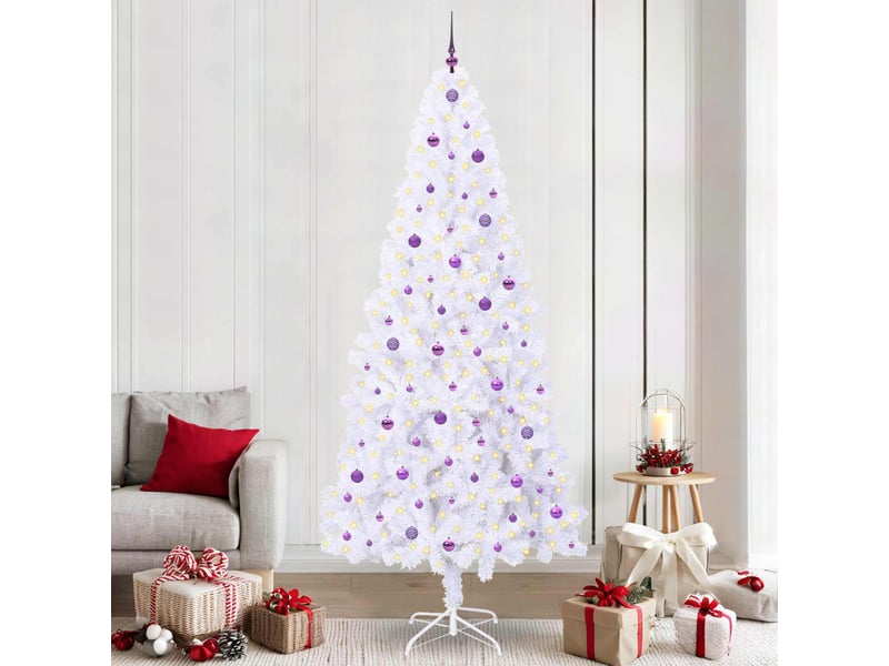Sapin de noël artificiel, arbre de noël avec 300 led blanc 240 cm pvc et acier shl9212 - Conforama B