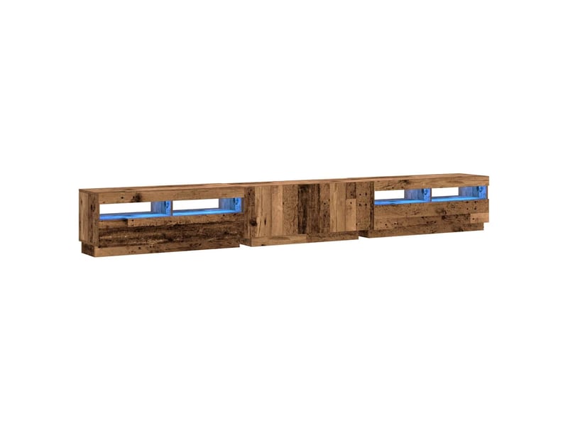 Meuble tv - banc tv - meuble de rangement avec lumières led vieux bois bois d'ingénierie - Conforama C