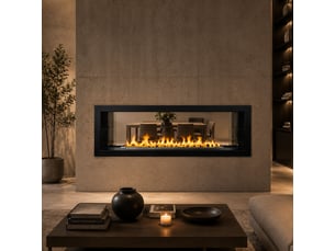 Montefalco 120 - cheminée à bioéthanol encastrable double face 120x40x15 cm avec brûleur en acier de 1,25 l