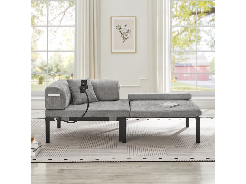  Canapé convertible 1 place en velours gris clair, pliant et escamotable, pour petits espaces, idéal dans la chambre  - Conforama E