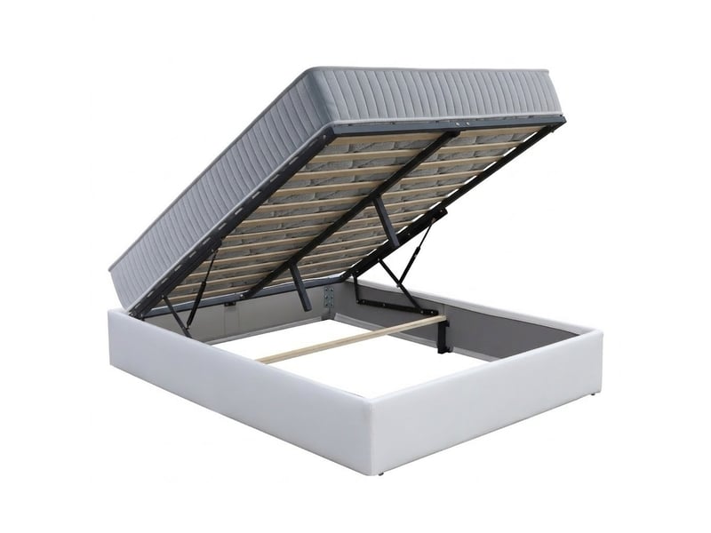 Ensemble lit coffre et matelas 160x200 cm - couleur : blanc - matelas latex accueil moelleux lorisblanc-marie-160x200-blanc - Conforama A