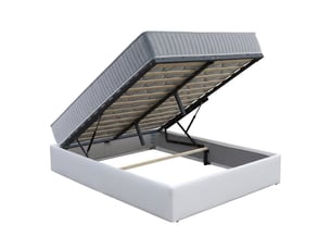 Ensemble lit coffre et matelas 160x200 cm - couleur : blanc - matelas latex accueil moelleux