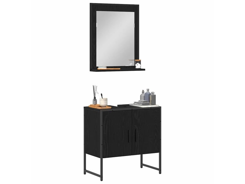 Ensemble de mobilier de salle de bain 2 pièces noir cf64238  - Conforama C