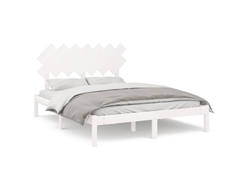  Lit double- lit adulte -  cadre de lit sans matelas blanc 140x190 cm bois massif  - Conforama A