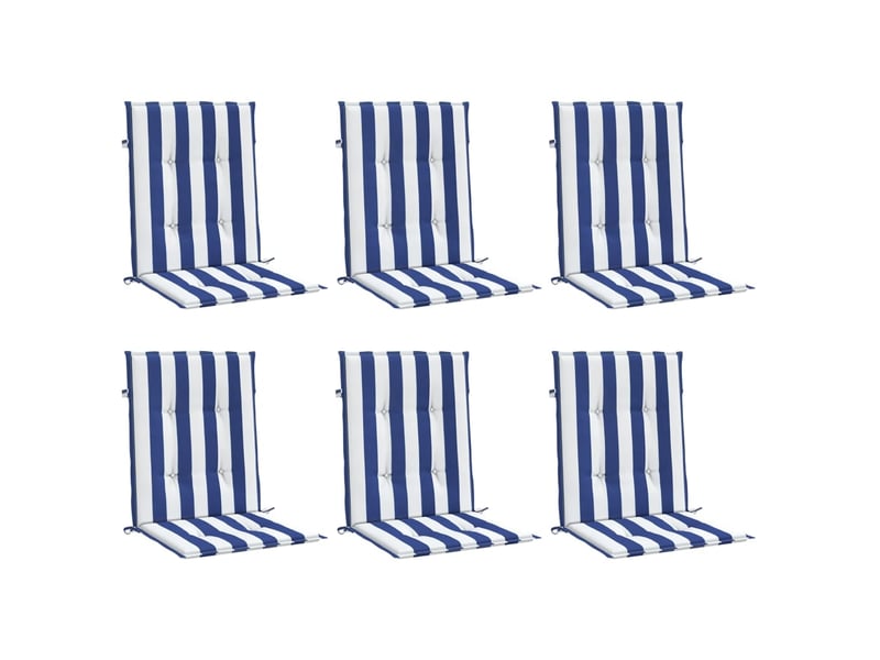  Lot de 6 coussins de dossier,  coussins de dos, tissu oxford bleu et blanc cf59462  - Conforama C