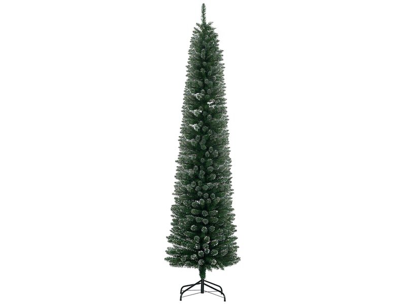 Sapin de noël fin et enneigé, 624 branches, base amovible et pliable, ø56 x 225 cm, vert  - Conforama A