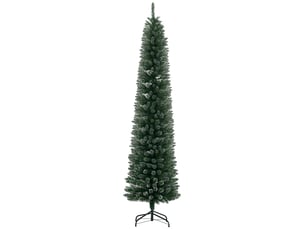 Sapin de noël fin et enneigé, 624 branches, base amovible et pliable, ø56 x 225 cm, vert