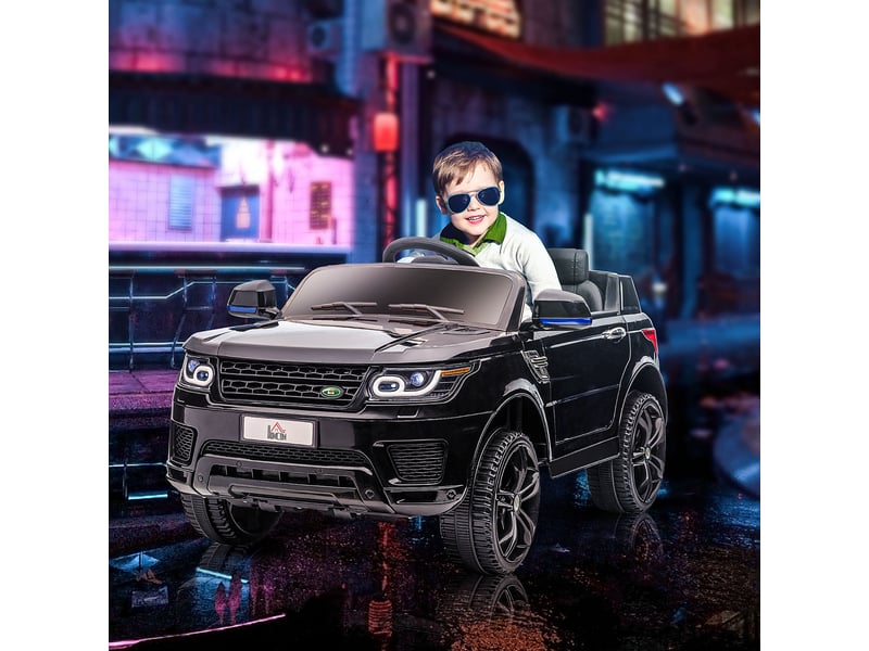 Voiture suv électrique pour enfants, jusqu'à 5 kmh, avec ceinture de sécurité, télécommande, phares, fonction musique, noire - Conforama D