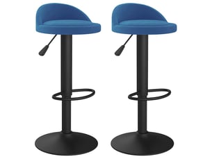 Lot de 2 tabouret de bar, chaise de bar bleu velours shl64970