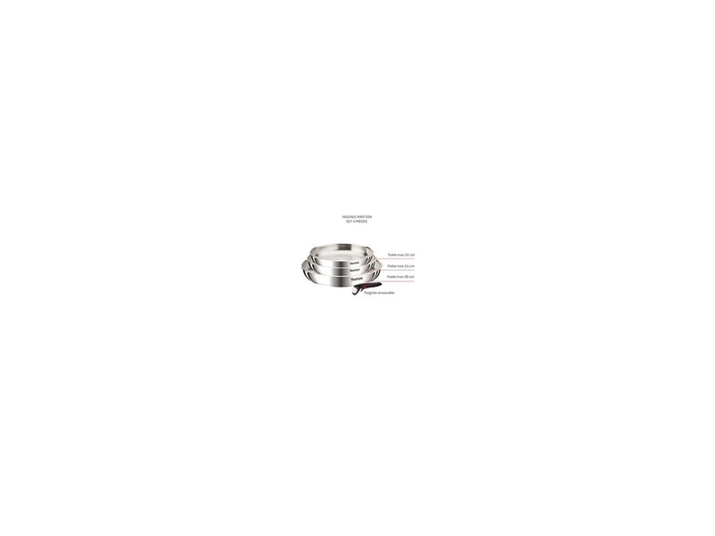  Poele inox ingenio emotion 4 pieces 22 24 28 cm avec manche amovible 8179727 - Conforama D