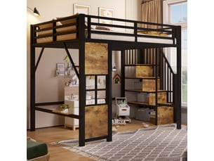 Lit mezzanine 140x200 cm <strong>HAUSS SPOLE</strong> <strong></strong> coloris noir