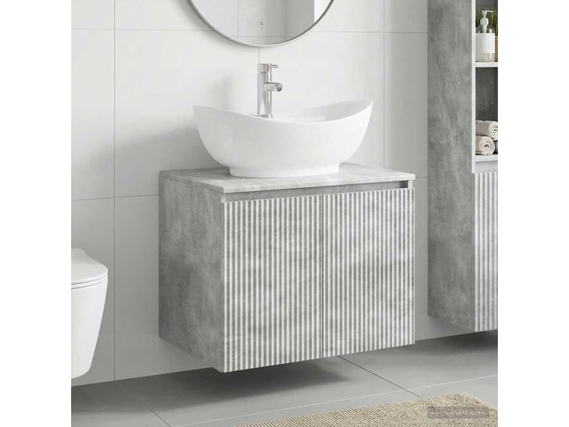  Ensemble de mobilier de salle de bain gris béton cf64684  - Conforama B