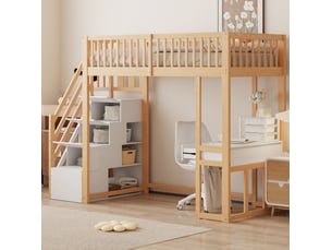 Lit mezzanine 90x200 cm <strong>HAVRYA</strong>  <strong></strong> coloris blanc