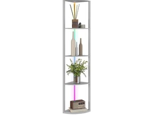 Lampadaire led rgb gris en mdf avec étagère, 5 niveaux dimmable, télécommande, idéal pour salon et coin lecture