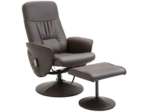 Fauteuil relax massant inclinable 76 x 81 x 105 cm – marron – pivotant 360° avec repose-pieds en simili cuir