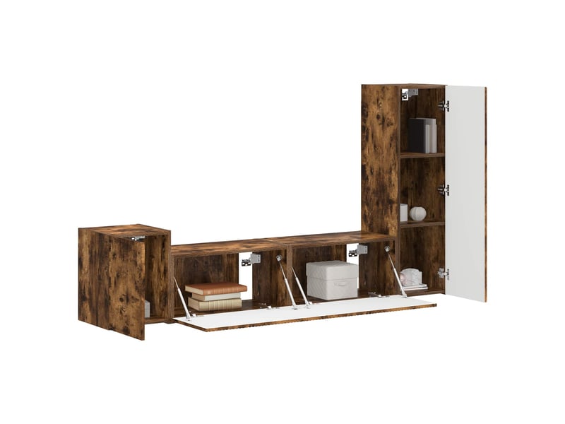  Ensemble meuble tv - banc tv - meuble de rangement 4 pcs chêne fumé bois d'ingénierie  - Conforama C