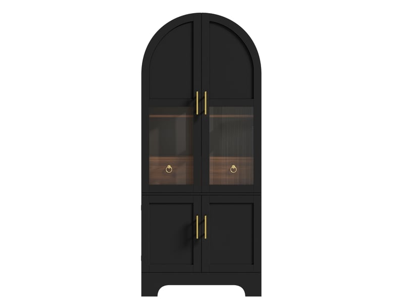  Vitrine,76x40x180 cm,led avec 4 portes, tiroir et verre trempé,mdf,noire  - Conforama D