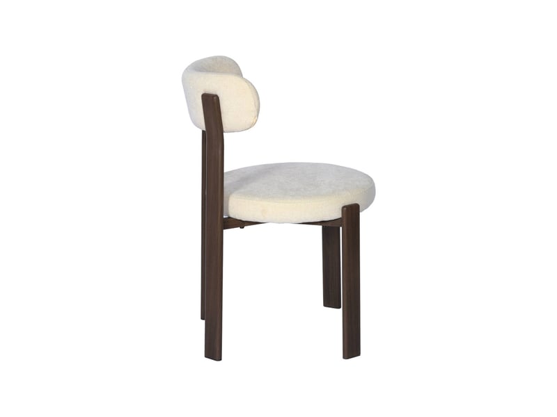  Lot de 2 chaises vintage acier effet bois foncé et tissu texturé crème - gloria  - Conforama E