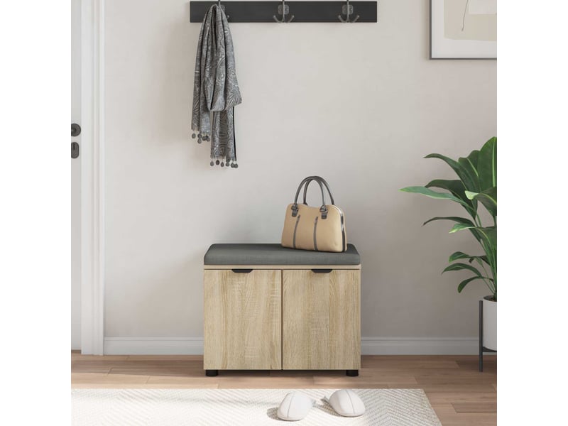  Banc d'entrée, banc interieur avec coussin chêne sonoma 60x38x46 cm shl26077  - Conforama D