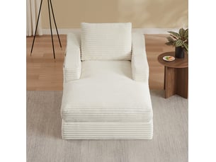 Fauteuil convertible <strong>RAUMIO</strong> Velours côtelé blanc