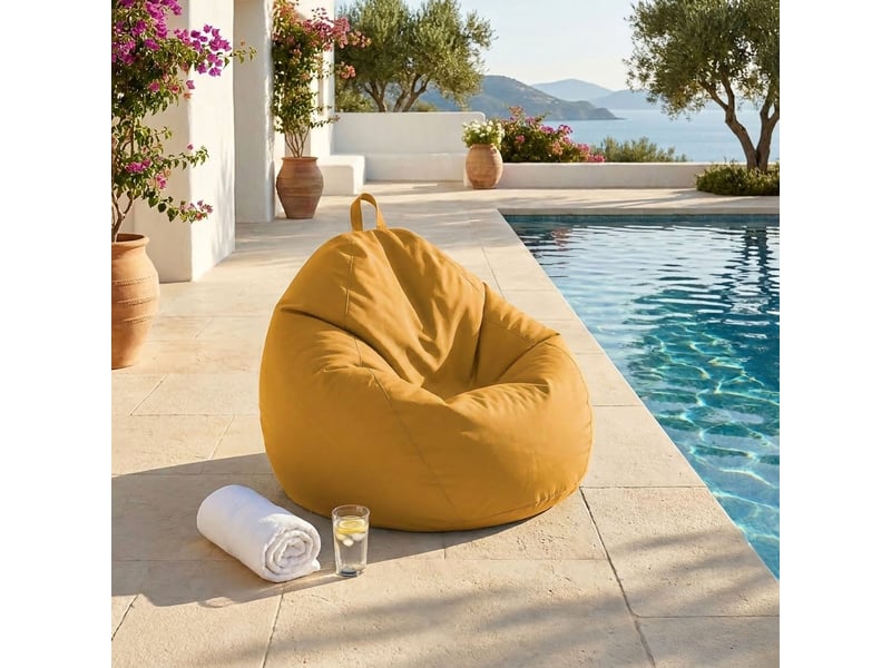 Pouf poire xl 110x120 jaune - déhoussable & imperméable (garni billes) - Conforama B
