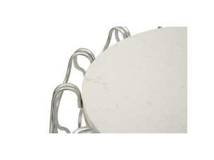 Table d'appoint hook ø 47,5 cm en fer et marbre argenté