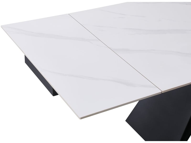  Table à manger extensible en métal noir avec plateau en céramique blanc 160-240 cm helsinki DT8001-BLA-NOI - Conforama E