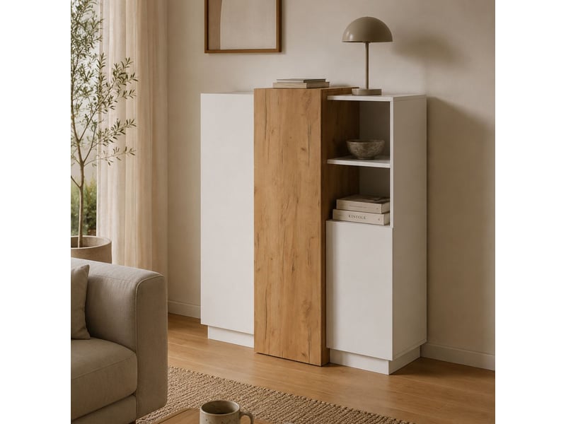  Crédence gasima, enfilade 8 étagères, 100x45x134h cm blanc Gasima - Conforama B