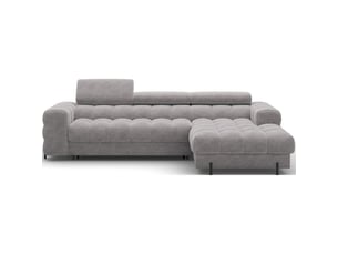 Canapé d'angle droit fixe MEUBLORAMA  3 places Polyester gris avec coffre de rangement