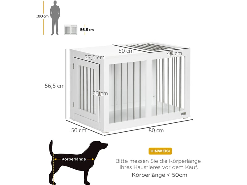  Cage d'intérieur pour  80 x 50 x 56,5 cm – blanche – 2 portes verrouillables et sol surélevé  - Conforama C
