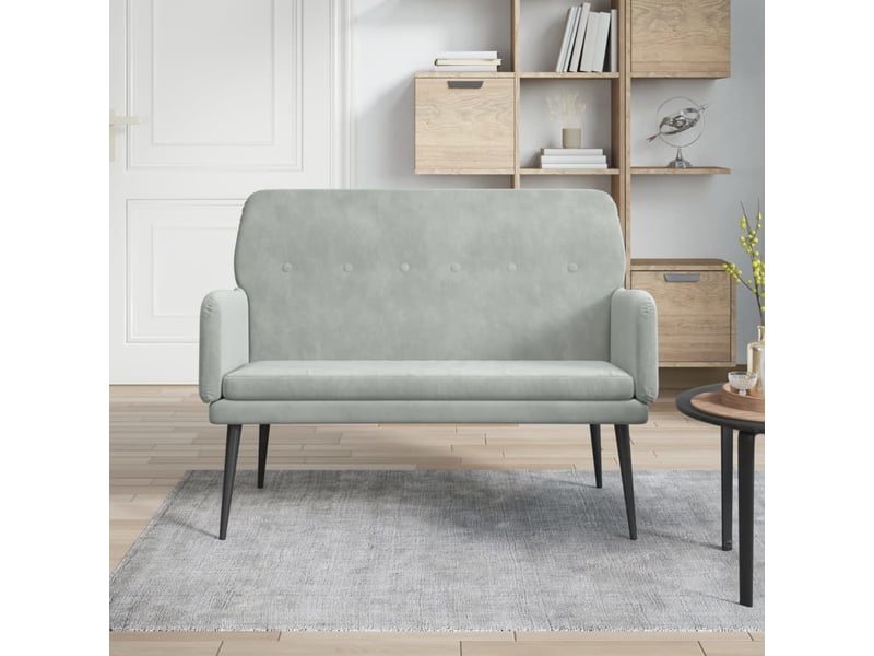  Banc chambre, banc de lit gris clair 108x79x79 cm velours  - Conforama B